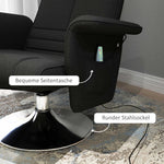 Recliner Chair Swivel Massage 8-Point Vibration Electric with Footstool, Linen Look Steel Black