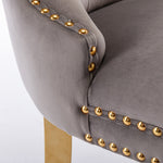 A&A Furniture Nikki Collection Tufted Velvet Dining Chair Set of 2 Golden Legs - Grey/Gold