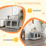 Dog Cage, Pet Crate with Cushion, 2 Locks, Grey