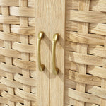 Tall Display Cabinet 120x40x180cm with LED Drawers Woven Doors - MDF