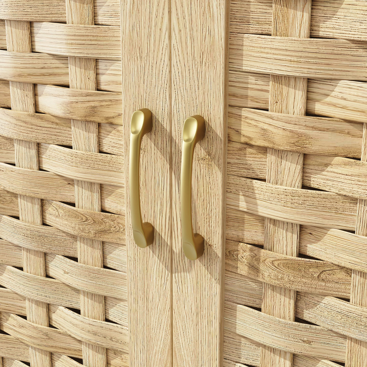 Tall Display Cabinet 120x40x180cm with LED Drawers Woven Doors - MDF