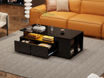 Coffee Table 100x50x35cm LED Lighting 2 Drawers 60kg Black