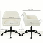 Swivel Office Chair, Desk Chair, Height Adjustable, Cream White