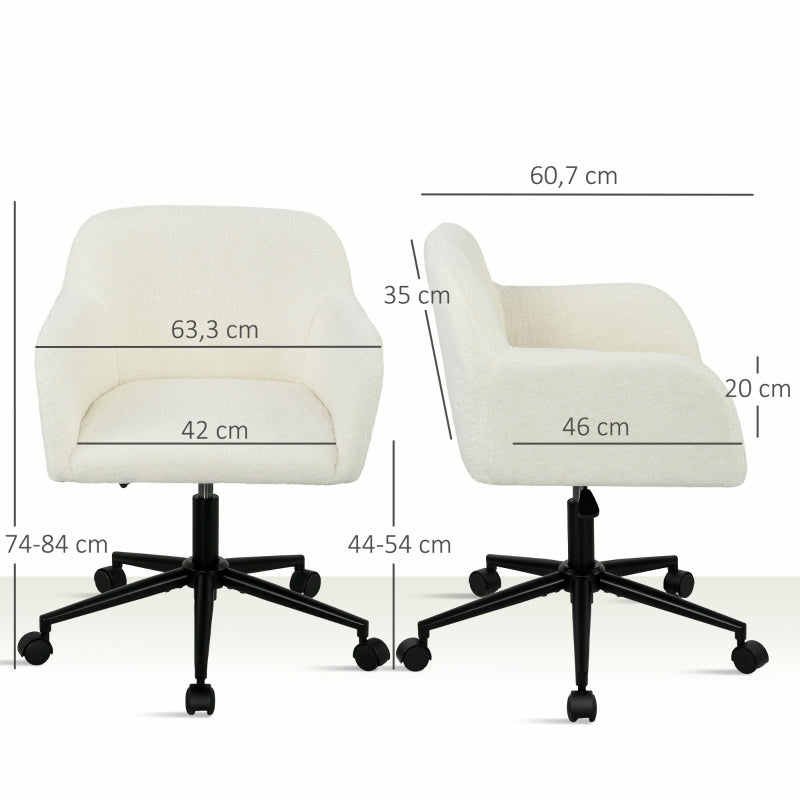 Swivel Office Chair, Desk Chair, Height Adjustable, Cream White