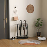 Umbrella Stand, Rectangular Holder with 24 Hooks/Removable Water Tray, Steel Black
