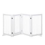 Dog Gate 4-Piece Set Foldable Freestanding 220 x 91 cm, Wooden White