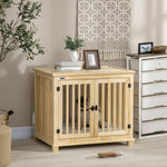 Dog Cage for Medium Dogs, Cushion, Natural Wood in Cream White