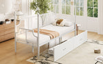 Iron Sofa Bed, 90x200 Vintage Mesh with Storage, White
