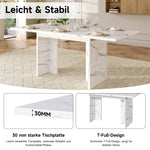 Extendable Dining Table 140/180x80cm Rectangular 6-8 Seater - White Marble