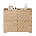 Shoe Cabinet with 4 Flip Drawers and 3D Textured Front, Space-Saving Entryway Storage, Wood White