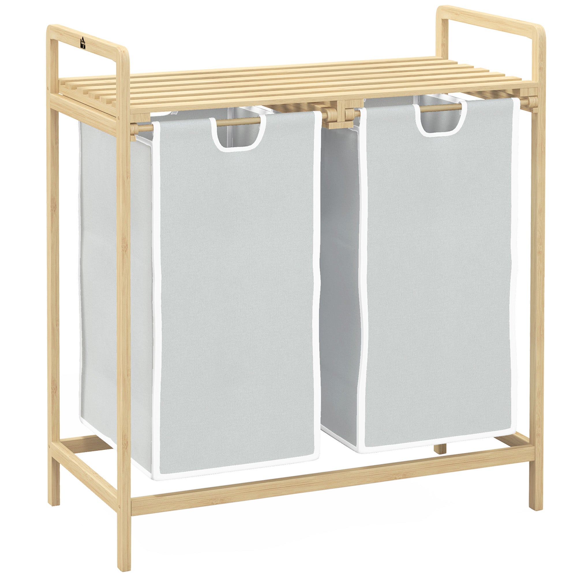 Laundry Basket with 2 Removable Bags, Bamboo Cream