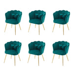 Chairs, Set of 6 Modern Velvet Upholstered with Petal Back, Gold Legs