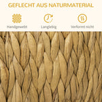 Cat Cave, Water Hyacinth Grass with Washable Cushion, Light Brown + Natural Wood + Grey