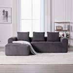 Compact Sofa Modular Side Pocket Cup Holder 3 Cushions - Corduroy Dark Gray