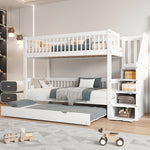 Bunk Bed Trundle Ladder Safety Rails 90x200/190cm, Pine+MDF White