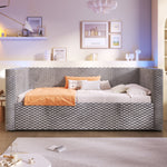 Daybed Sofa Bed 90x200cm LED Light Hydraulic Storage Velvet Grey