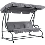 Outsunny Hollywood Swing 3-Seater Reclining Canopy, Light Grey