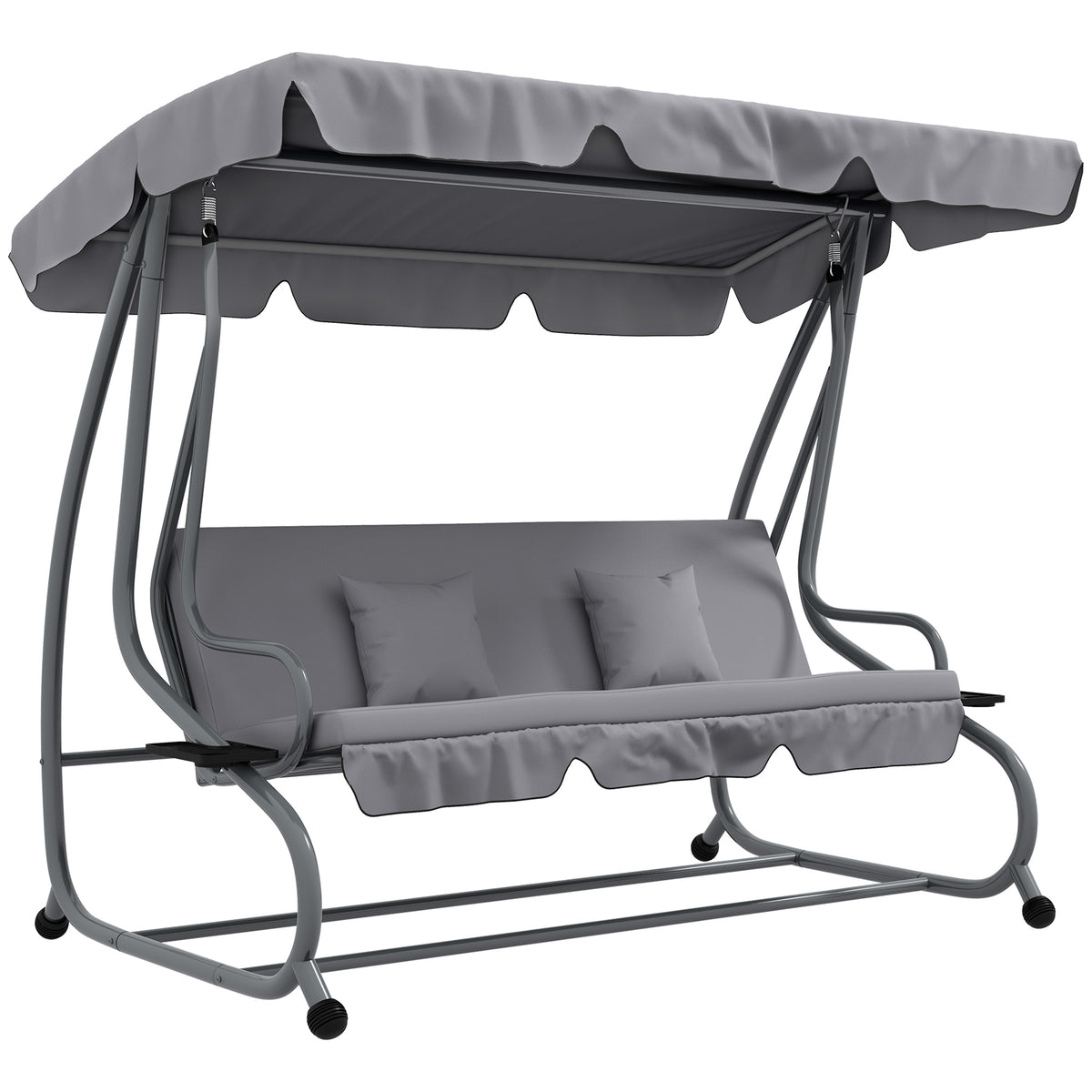Outsunny Hollywood Swing 3-Seater Reclining Canopy, Light Grey