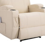 Electric Recliner TV Massage Chair with Reclining Function, Faux Leather Beige