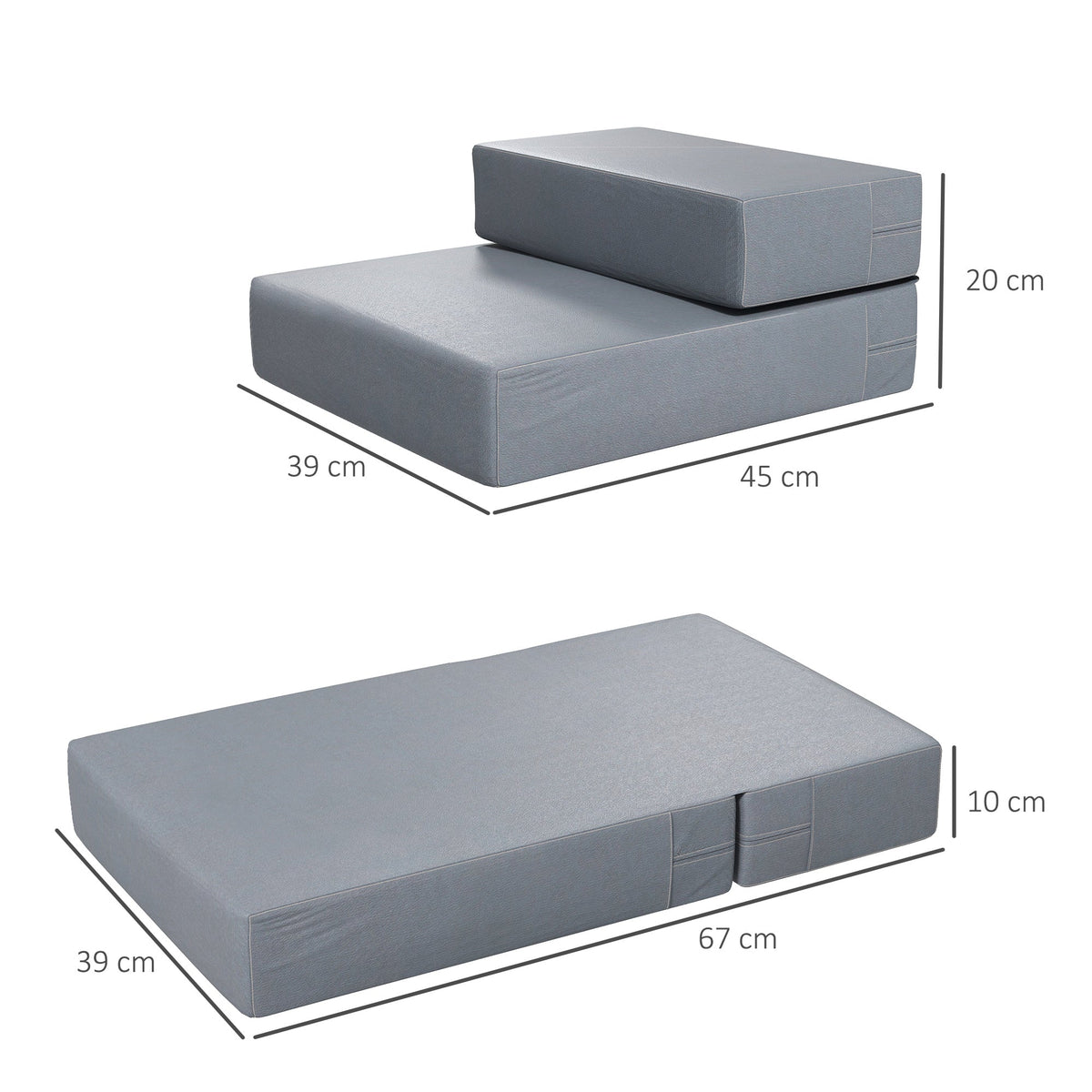 Pet Stairs, 2 Steps Foldable, Dog Stairs, Grey PU Leather