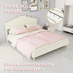 Modern Minimalist Soft Bed with 160x200cm Mattress, Beige