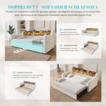 Sofa Bed 90x190cm with Trundle, Storage & LED, Beige Velvet