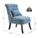 TV Armchair, Back Cushion Raised Feet, Blue Linen