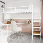 Loft Bed, L-Shaped Desk, Storage & Stairs, Sturdy Frame