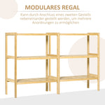 Bathroom Shelf, 3 Levels Standing Kitchen, Natural Bamboo