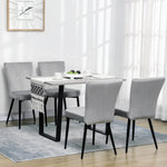 Dining Chair Set of 4, Kitchen Chairs, Backrest, Grey Velvet