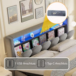 Upholstered Bed 180x200 Hydraulic Storage Headboard USB LED, Velvet Grey