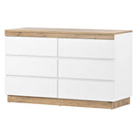 Chest of Drawers with 6 Drawers Lockable Storage for Bedroom & Living Room White/Oak E1 Chipboard