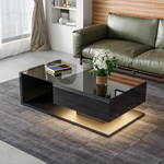 Coffee Table with Glass and LED Effect, High-Gloss Black