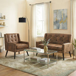 2-Piece Accent Armchair Set with High-Density Foam and Solid Wood Legs, Durable Fabric