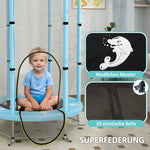 Children's Trampoline 140 cm, Safety Net, Octopus Pattern, Light Blue