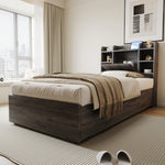 Wooden Bed, 90x200 cm Hydraulic with Storage & USB/Type-C, Grey