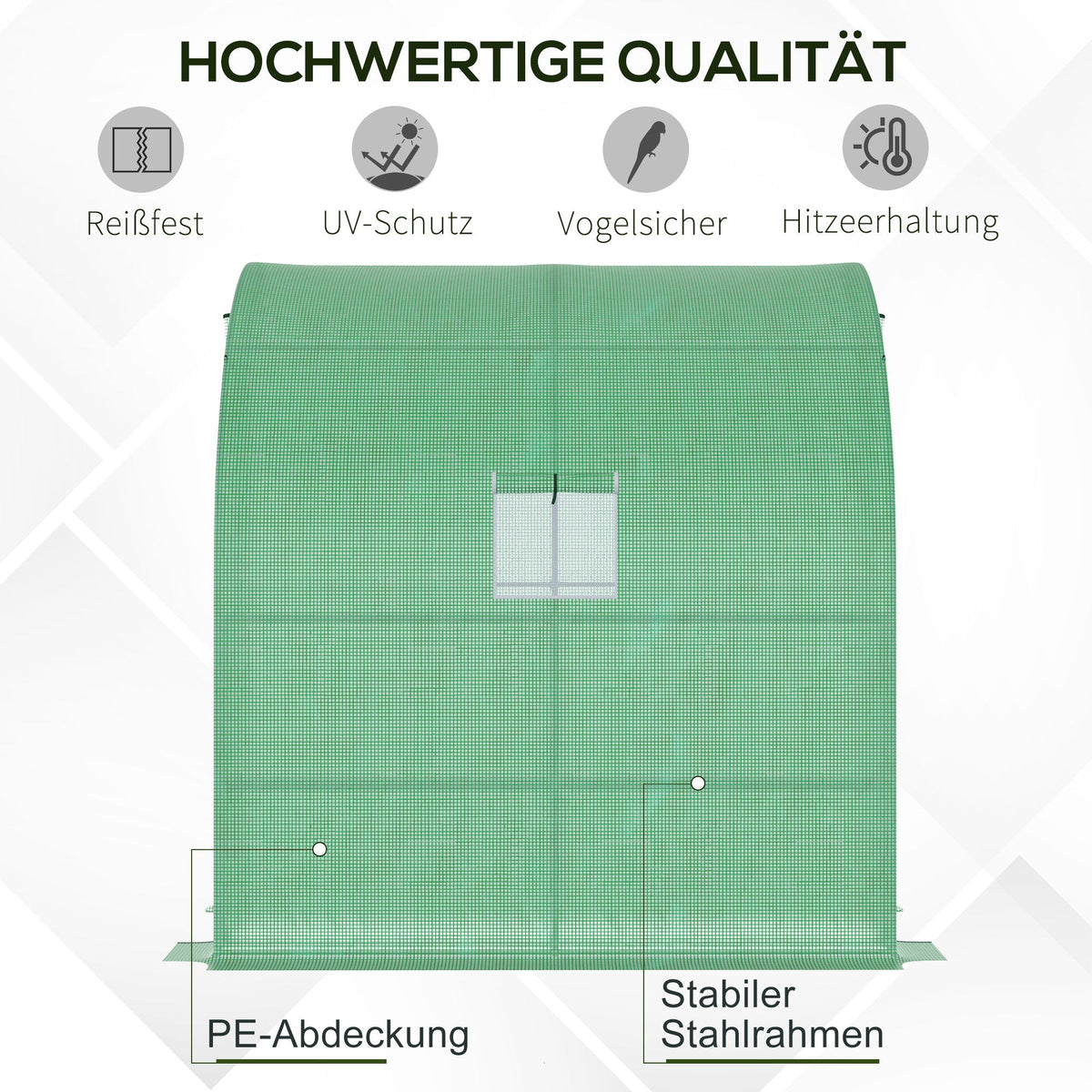 Polytunnel Greenhouse 2 Doors UV Protection Steel & PE Green