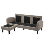 Sofa, L-Shaped Corner with Chaise, 3-Seater, Cotton Linen