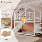 Bunk Bed with Slide & Stairs - Kids Cabin Bed, White Solid Wood