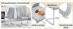 Dining Chairs Set of 2 with High Backrest and Diamond Pattern, Light Grey PU Leather