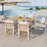 Modern Outdoor Patio Set with Cushions & Woven Armrests, Iron