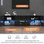 Modern High-Gloss TV Cabinet 160x39x45cm LED 2 Doors 1 Drawer - Black