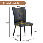 Dining Chair Modern Minimalist PU Leather Back Metal Legs - Black