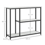 Console Table with 2 Levels, Side Table, Sofa Table, Anti-tip Protection, Steel White