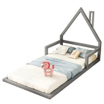 House Bed 90x200cm Flat Bed Simple Design Solid Pine - Grey