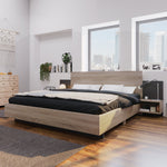 Double Bed Frame Set 160x200cm Modern 2 Bedside Tables, Sonoma Oak/Dark Grey Wood