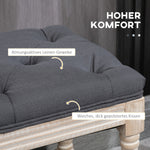 Shoe Bench with Storage, Upholstered, Wooden Legs, Grey Linen