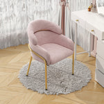 Dining Chair, Single Light Luxury Leisure Chair with Metal Legs, Pink Velvet