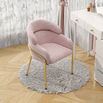 Dining Chair Single Light Luxury with Metal Legs Velvet Pink