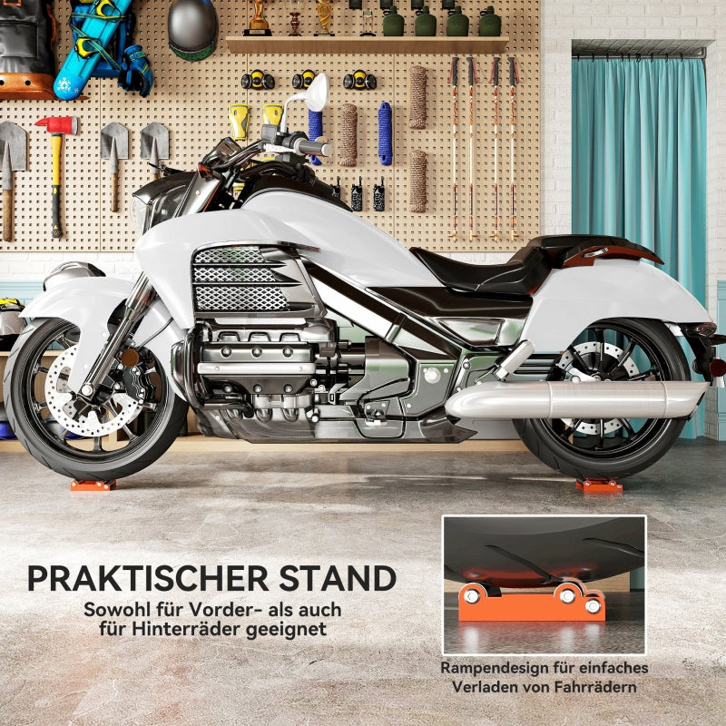 Motorcycle Cleaning Stand, Roller Stand, Tire Cleaning & Chain Lubrication, Orange
